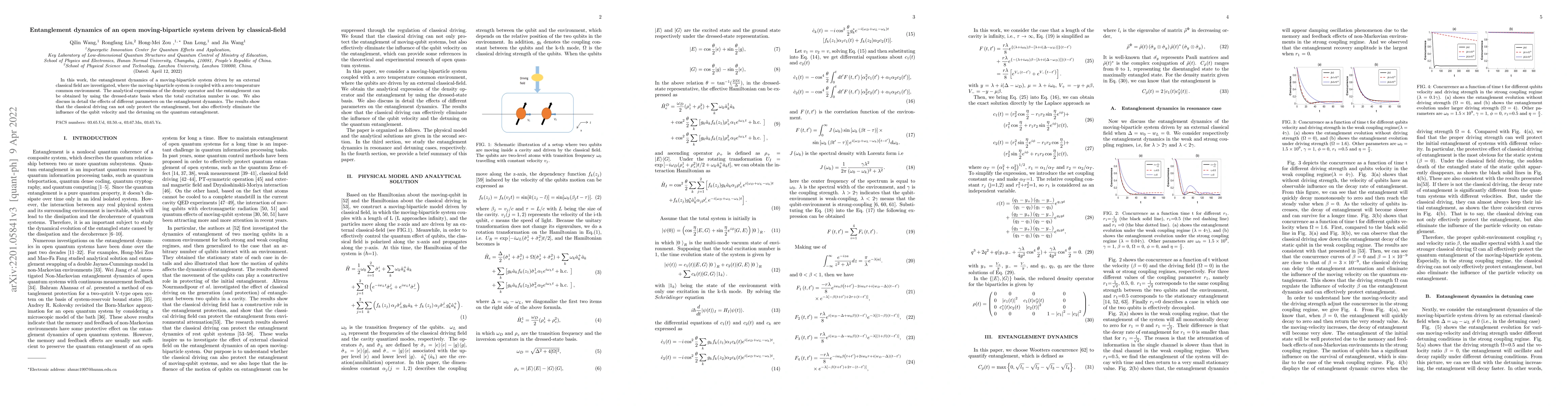 Thumbnail for Entanglement dynamics of an open moving-biparticle system driven by
  classical-field