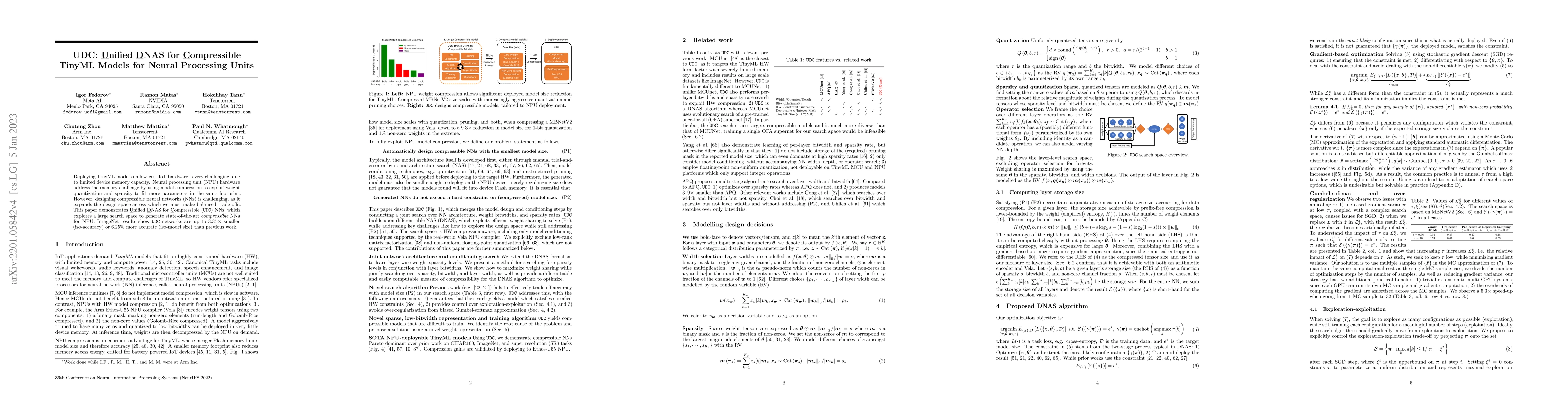 Thumbnail for UDC: Unified DNAS for Compressible TinyML Models