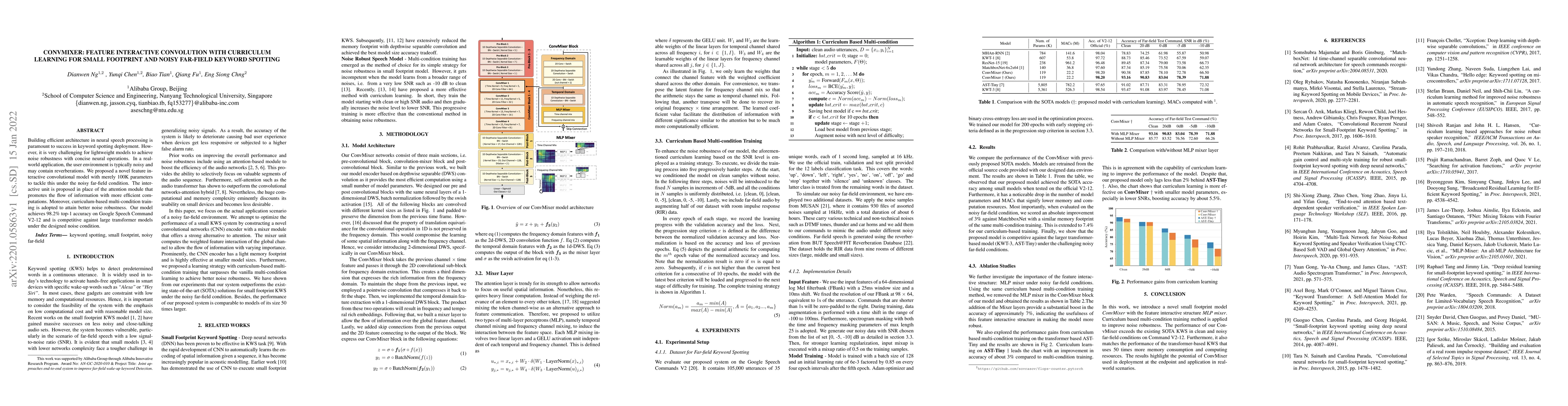 Thumbnail for ConvMixer: Feature Interactive Convolution with Curriculum Learning for
  Small Footprint and Noisy Far-field Keyword Spotting