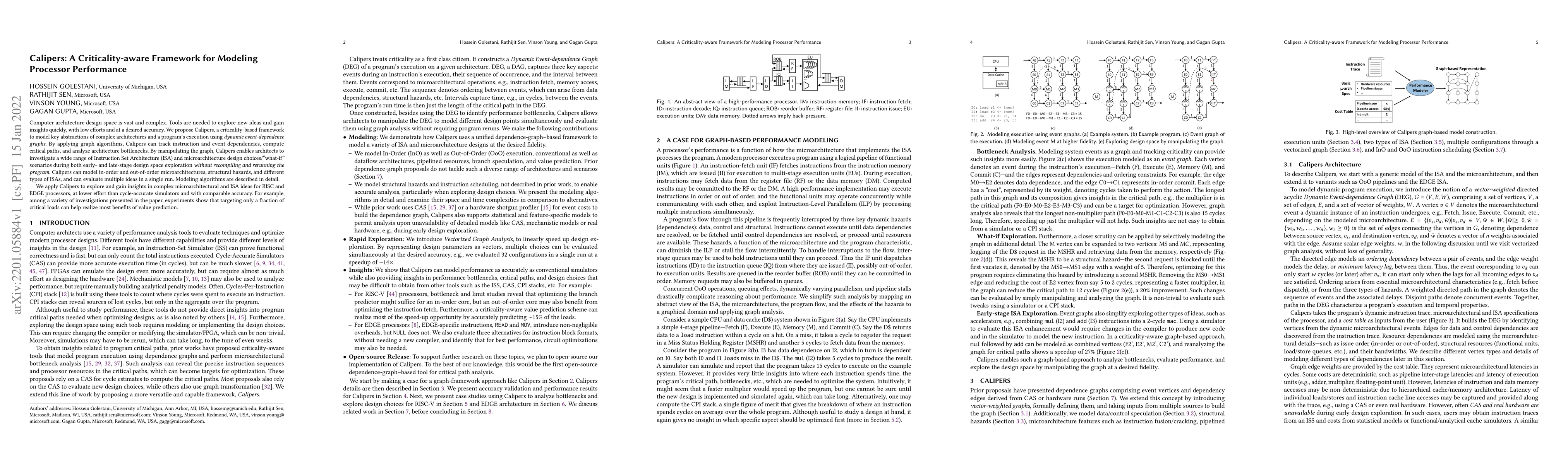 Thumbnail for Calipers: A Criticality-aware Framework for Modeling Processor
  Performance