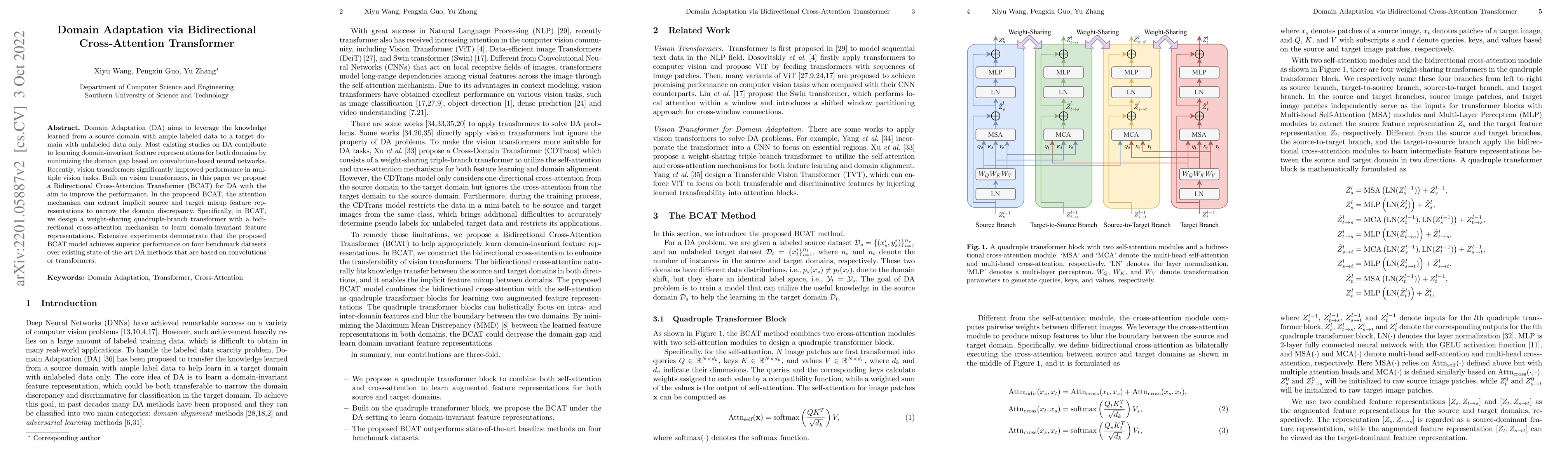 Thumbnail for Domain Adaptation via Bidirectional Cross-Attention Transformer