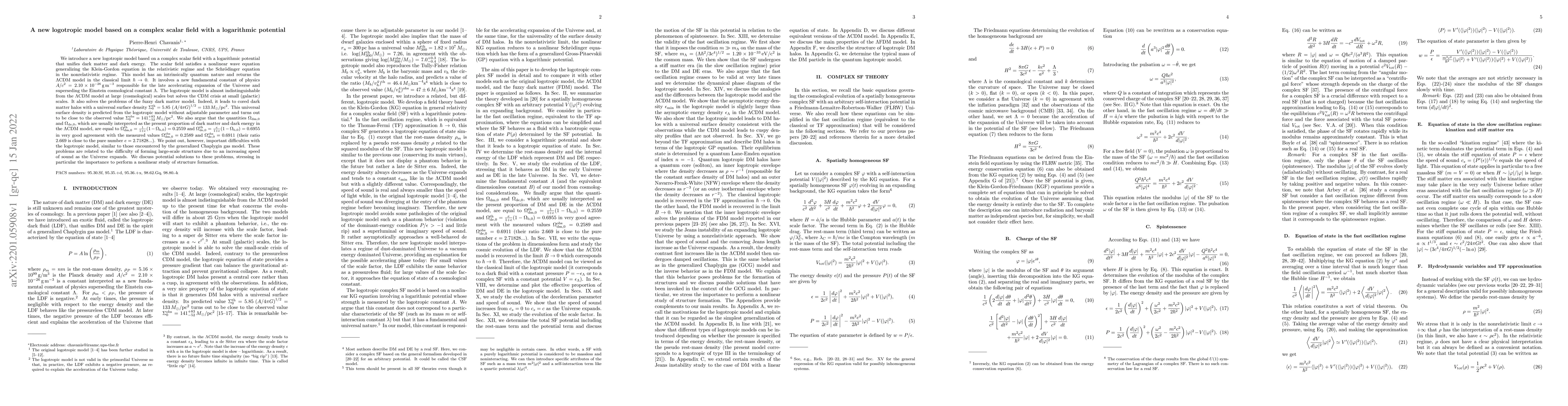 Thumbnail for A new logotropic model based on a complex scalar field with a
  logarithmic potential