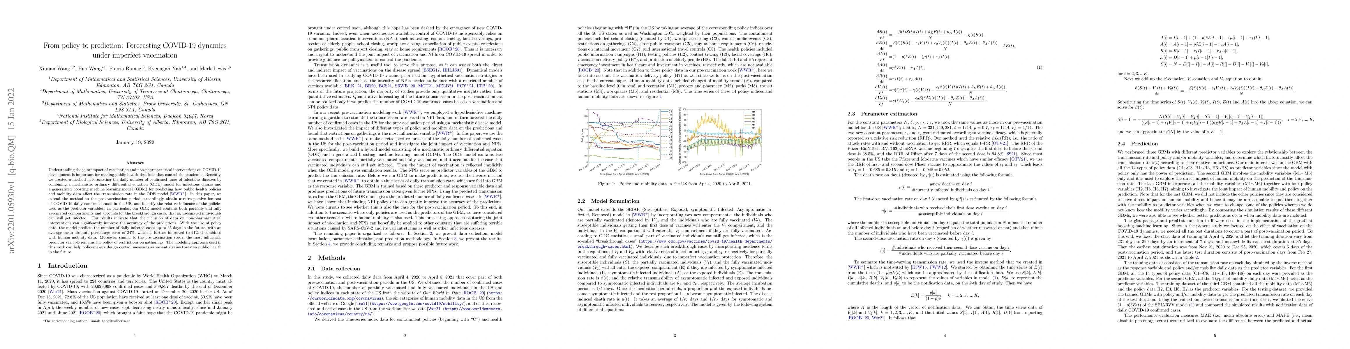 Thumbnail for From policy to prediction: Forecasting COVID-19 dynamics under imperfect
  vaccination