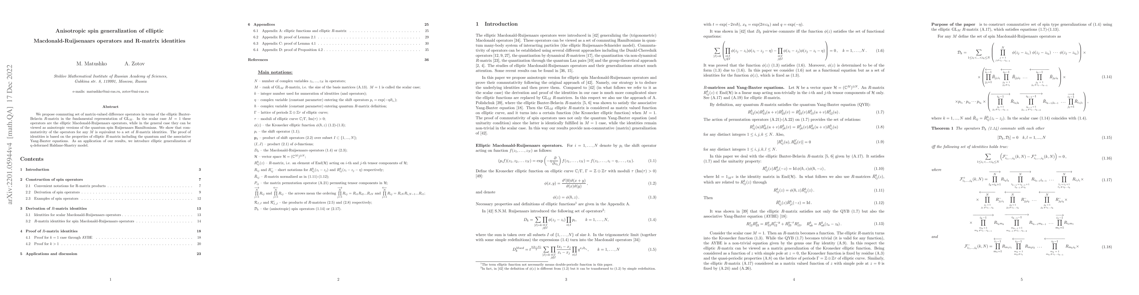 Thumbnail for Anisotropic spin generalization of elliptic Macdonald-Ruijsenaars
  operators and R-matrix identities