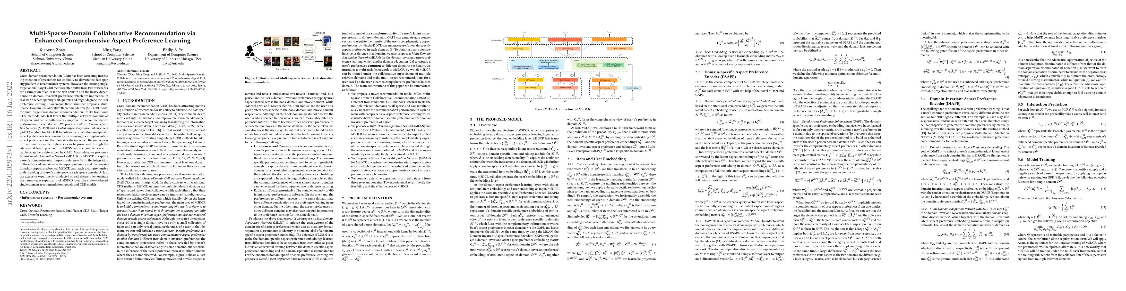 Thumbnail for Multi-Sparse-Domain Collaborative Recommendation via Enhanced
  Comprehensive Aspect Preference Learning