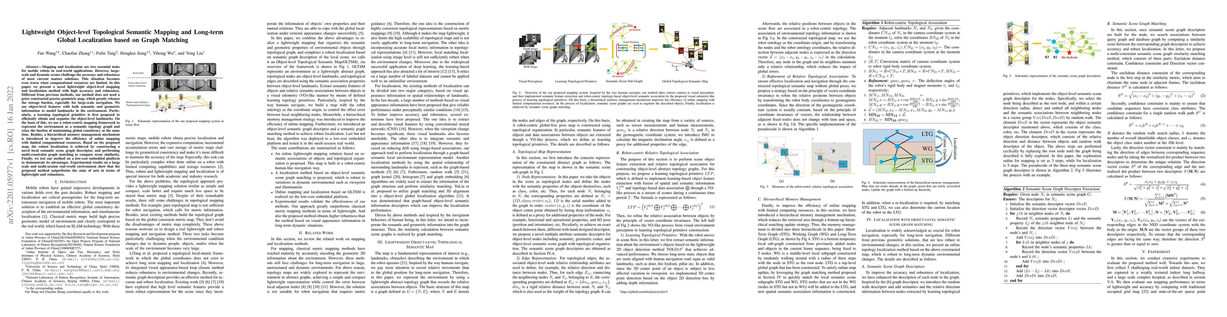 Thumbnail for Lightweight Object-level Topological Semantic Mapping and Long-term
  Global Localization based on Graph Matching
