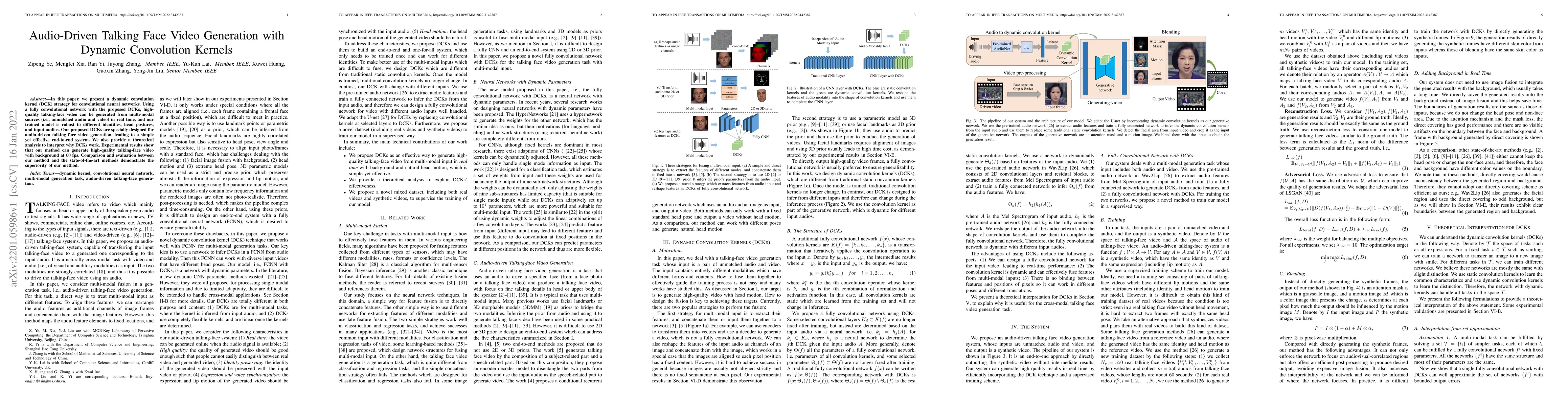 Thumbnail for Audio-Driven Talking Face Video Generation with Dynamic Convolution
  Kernels