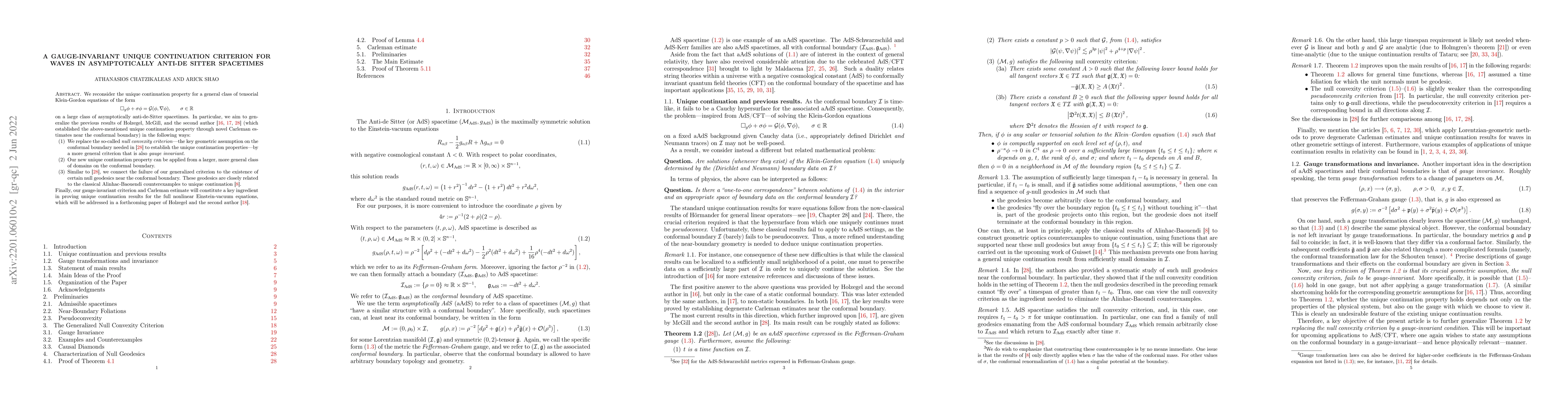 Thumbnail for A gauge-invariant unique continuation criterion for waves in
  asymptotically Anti-de Sitter spacetimes