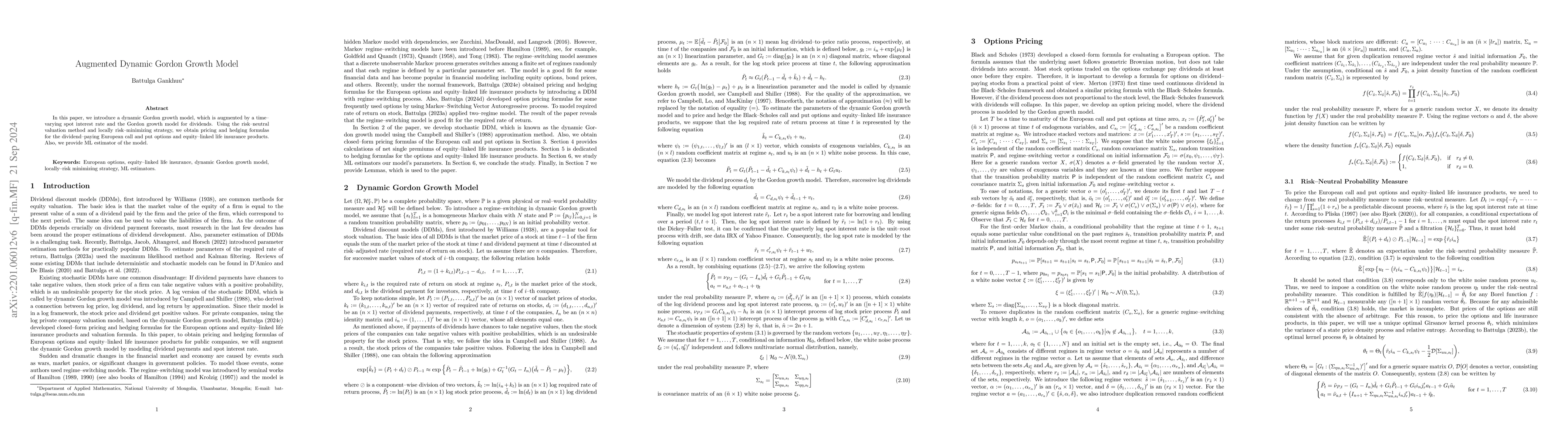 Thumbnail for Augmented Dynamic Gordon Growth Model