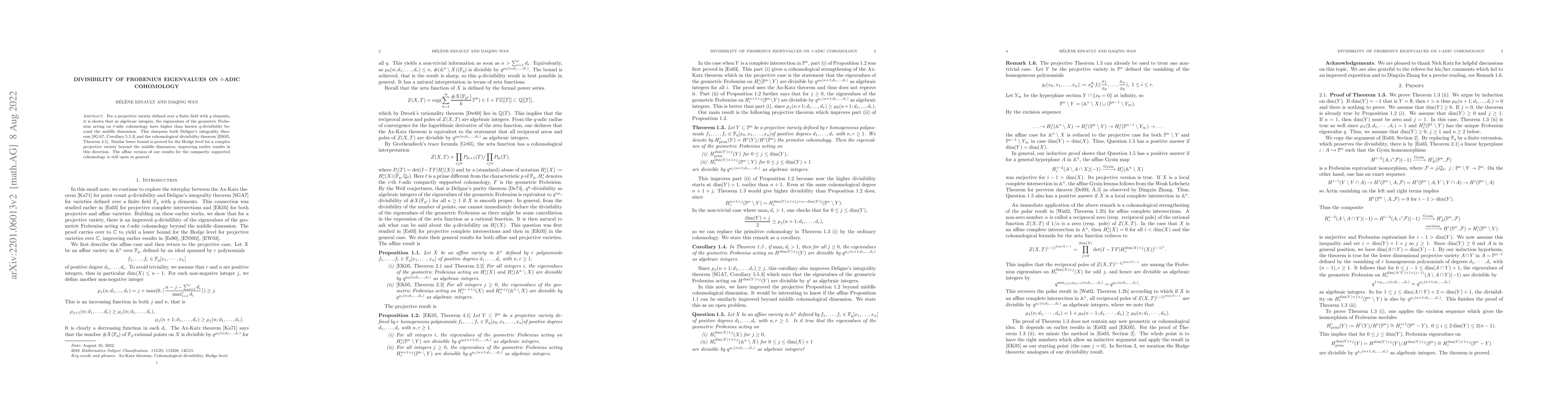 Thumbnail for Divisibility of Frobenius eigenvalues on $\ell$-adic cohomology