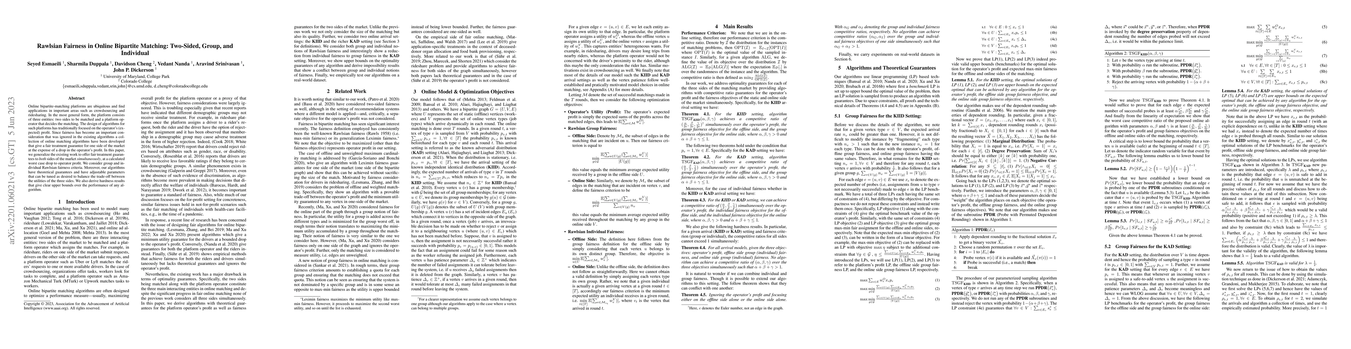 Thumbnail for Rawlsian Fairness in Online Bipartite Matching: Two-sided, Group, and
  Individual