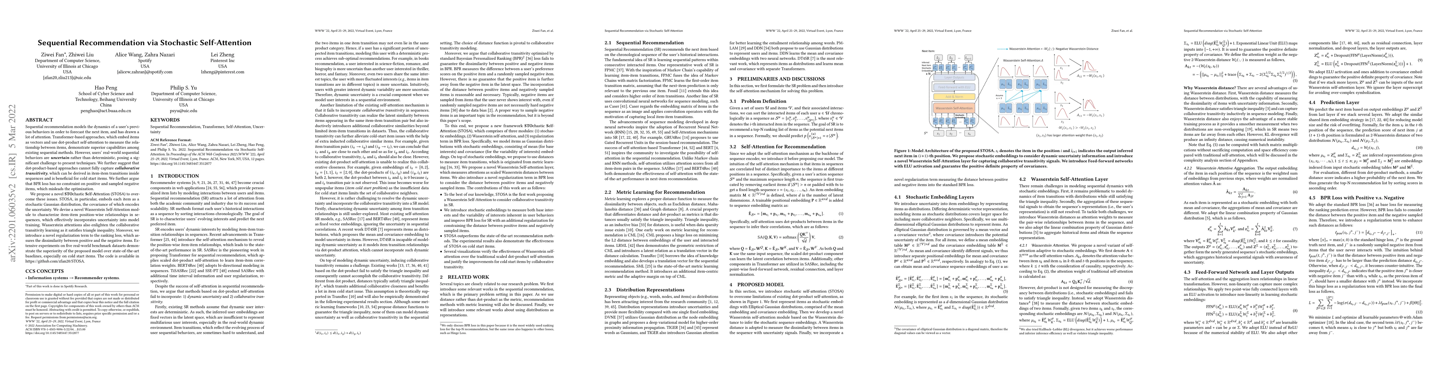 Thumbnail for Sequential Recommendation via Stochastic Self-Attention
