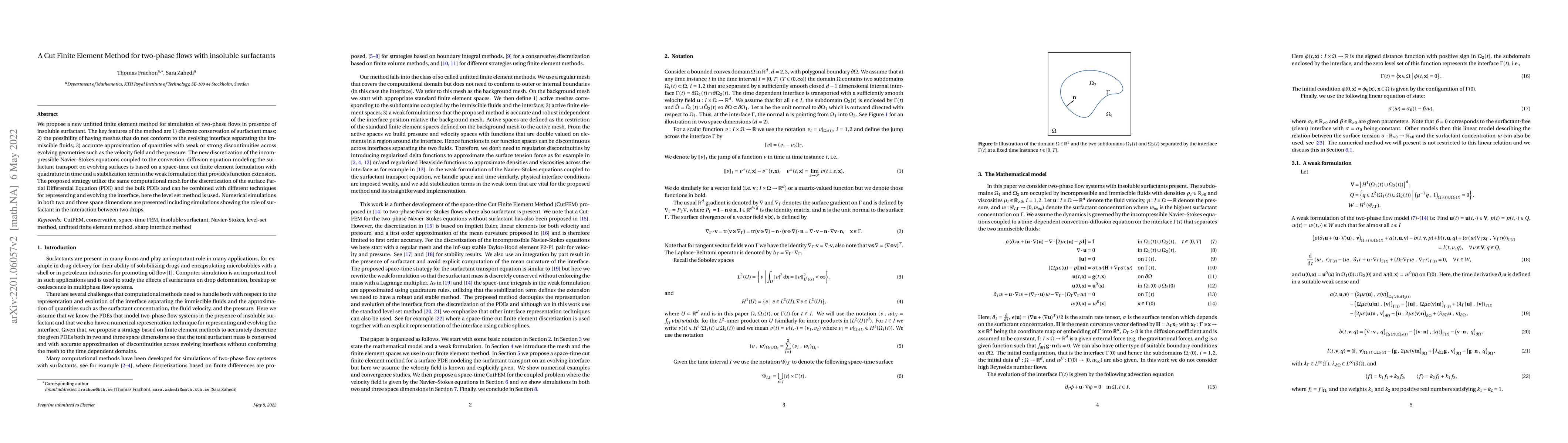 Thumbnail for A Cut Finite Element Method for two-phase flows with insoluble
  surfactants
