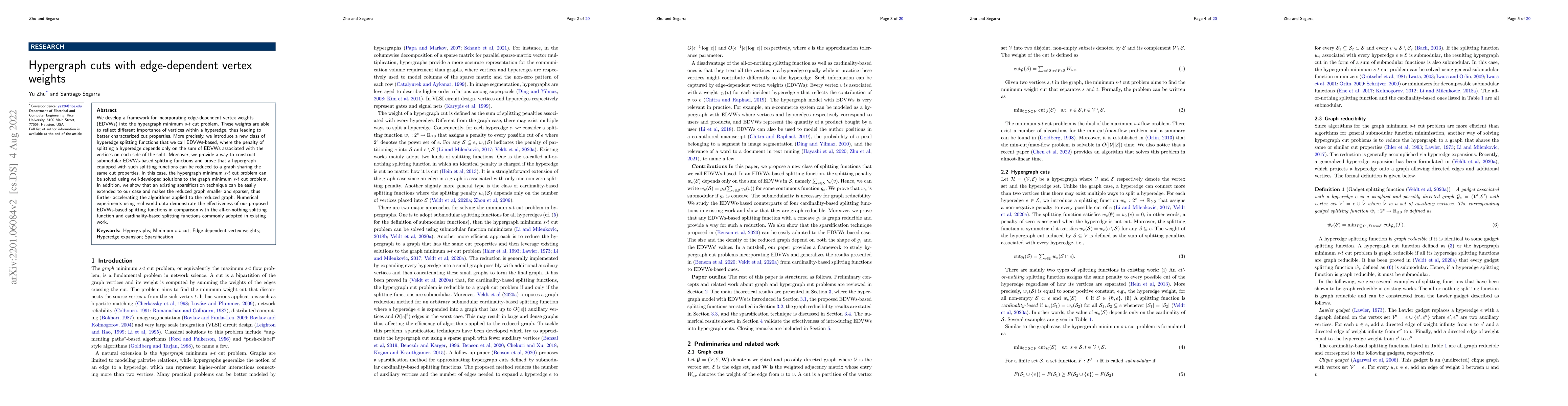 Thumbnail for Hypergraph Cuts with Edge-Dependent Vertex Weights