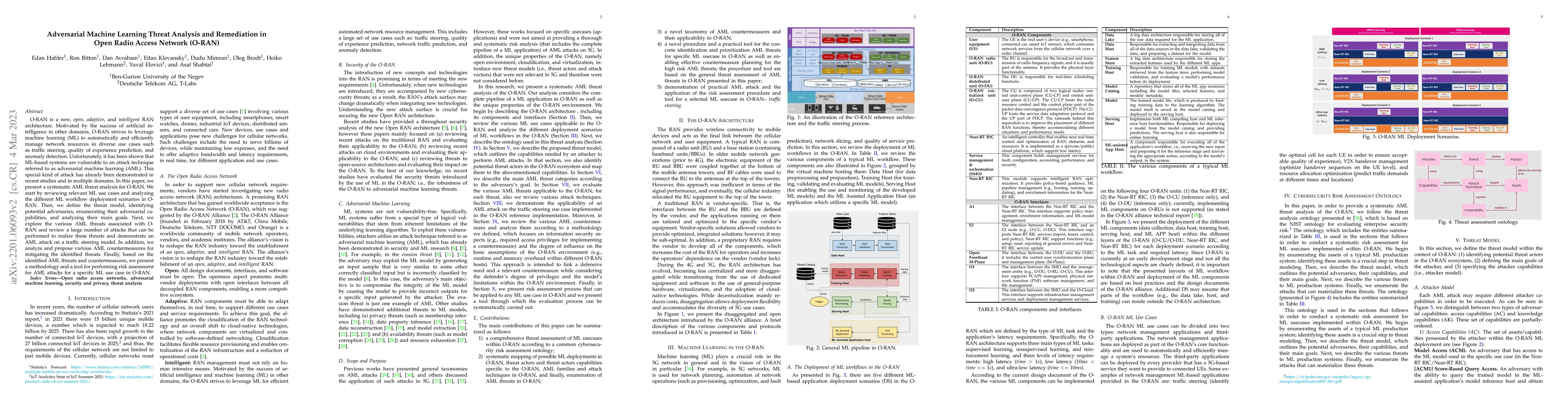 Thumbnail for Adversarial Machine Learning Threat Analysis and Remediation in Open
  Radio Access Network (O-RAN)