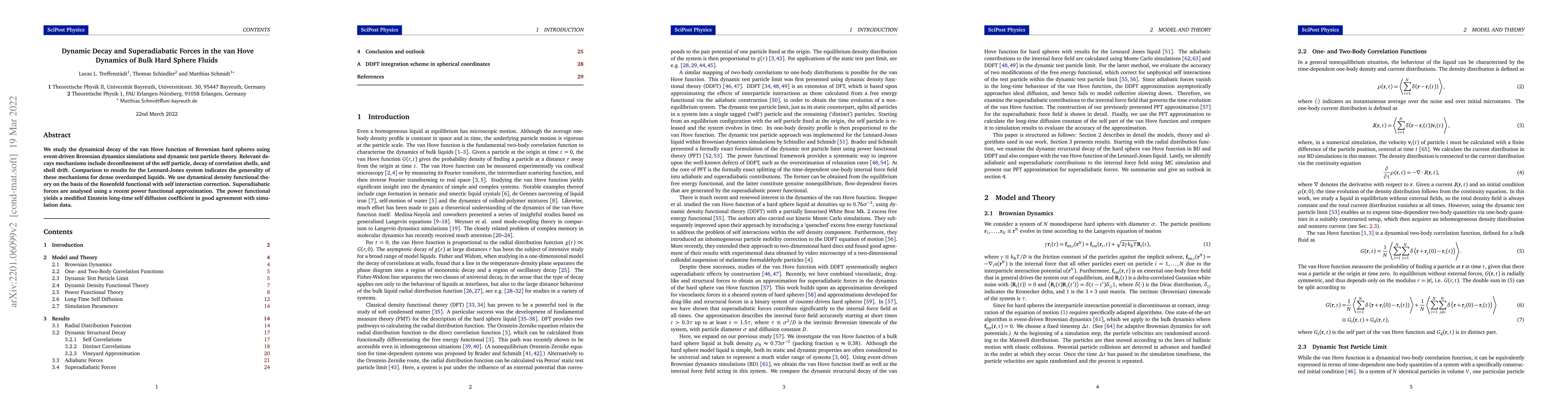 Thumbnail for Dynamic Decay and Superadiabatic Forces in the van Hove Dynamics of Bulk
  Hard Sphere Fluids