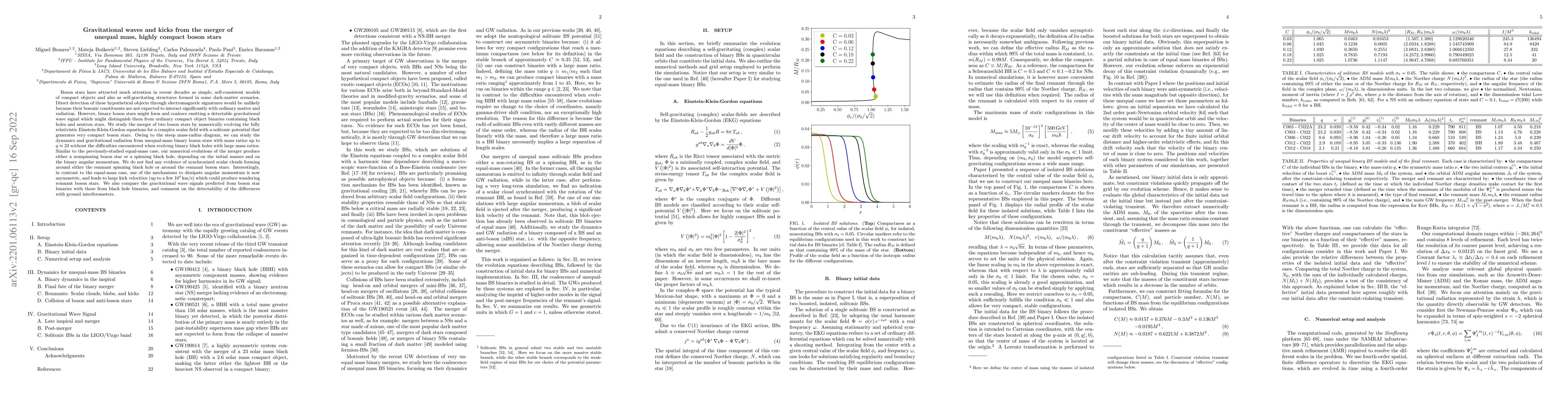 Thumbnail for Gravitational waves and kicks from the merger of unequal mass, highly
  compact boson stars