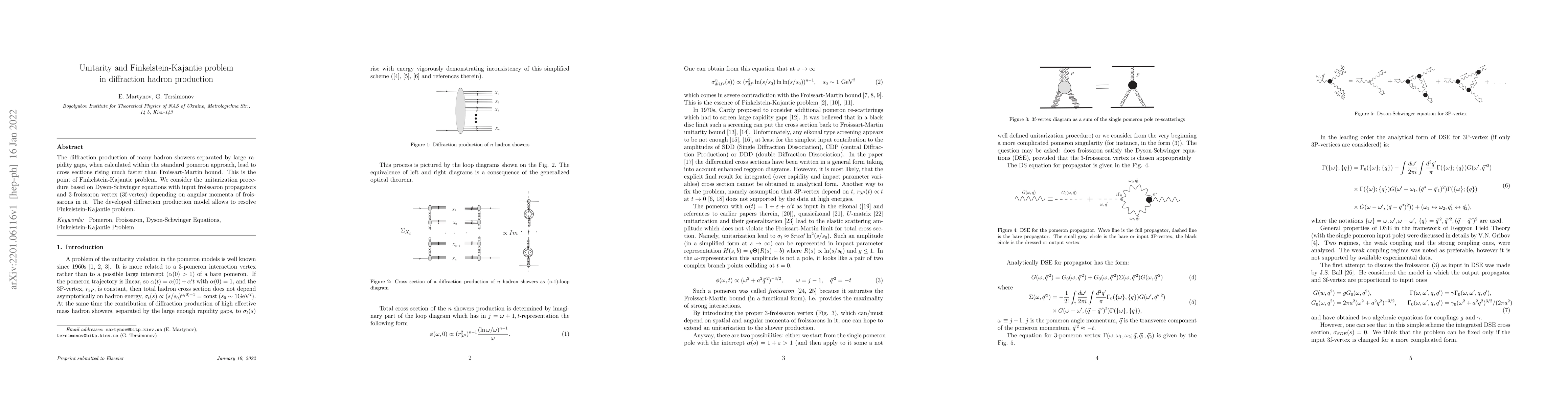 Thumbnail for Unitarity and Finkelstein-Kajantie problem in diffraction hadron
  production