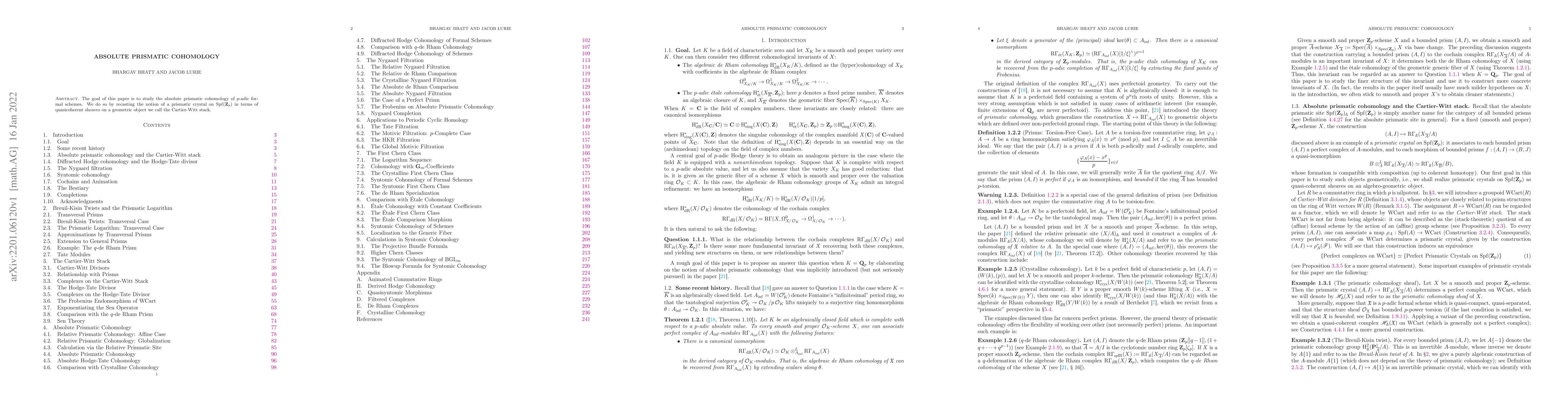 Thumbnail for Absolute prismatic cohomology