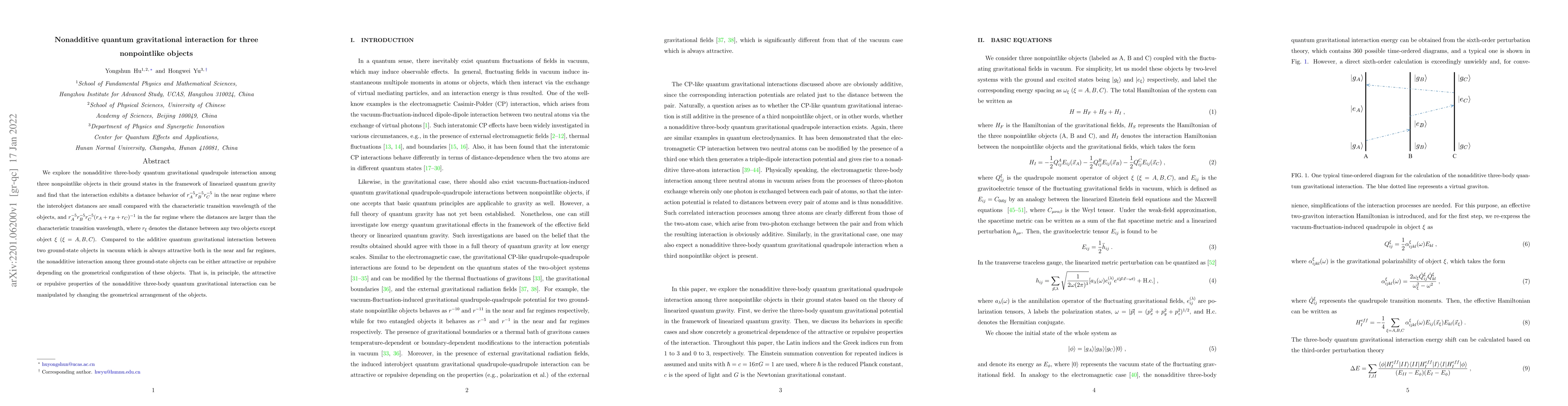 Thumbnail for Nonadditive quantum gravitational interaction for three nonpointlike
  objects