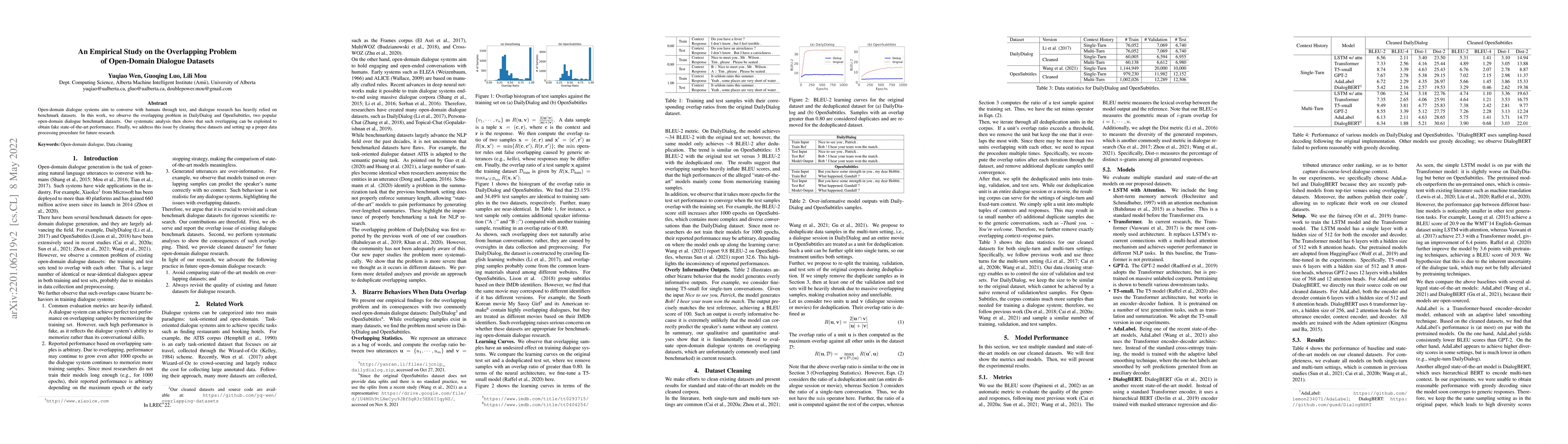 Thumbnail for An Empirical Study on the Overlapping Problem of Open-Domain Dialogue
  Datasets