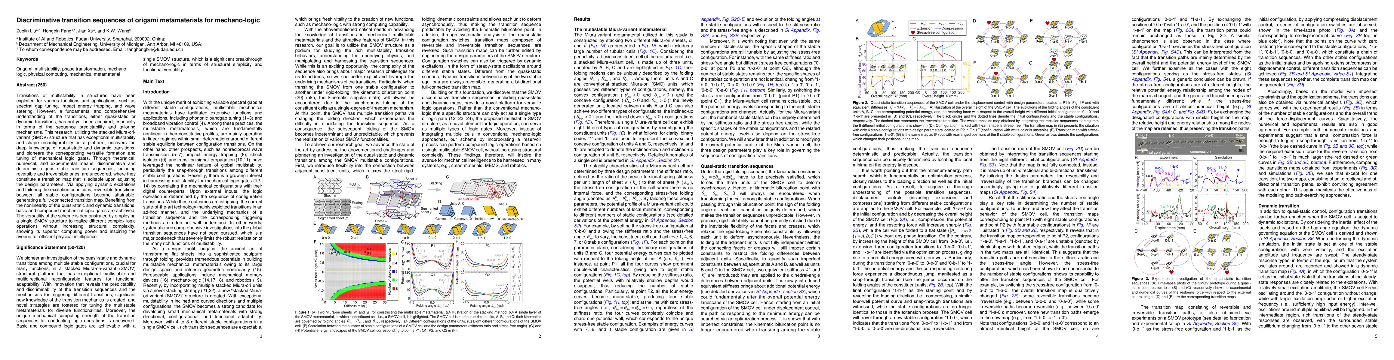 Thumbnail for Discriminative transition sequences of origami metamaterials for
  mechano-logic