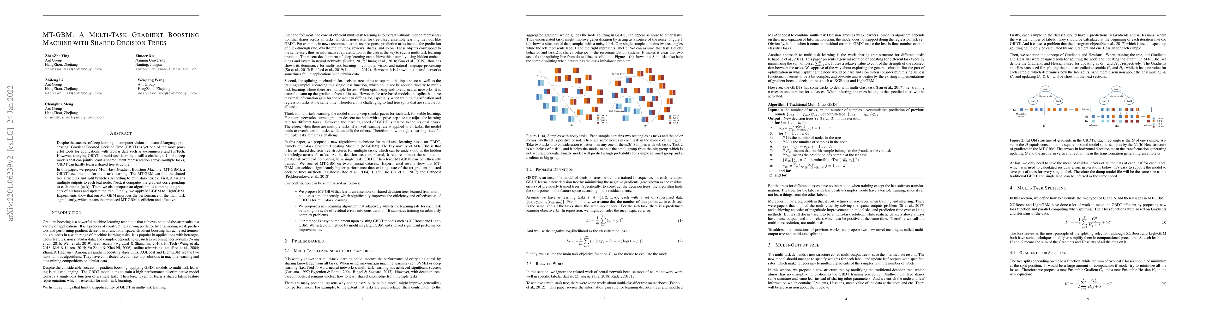 Thumbnail for MT-GBM: A Multi-Task Gradient Boosting Machine with Shared Decision
  Trees