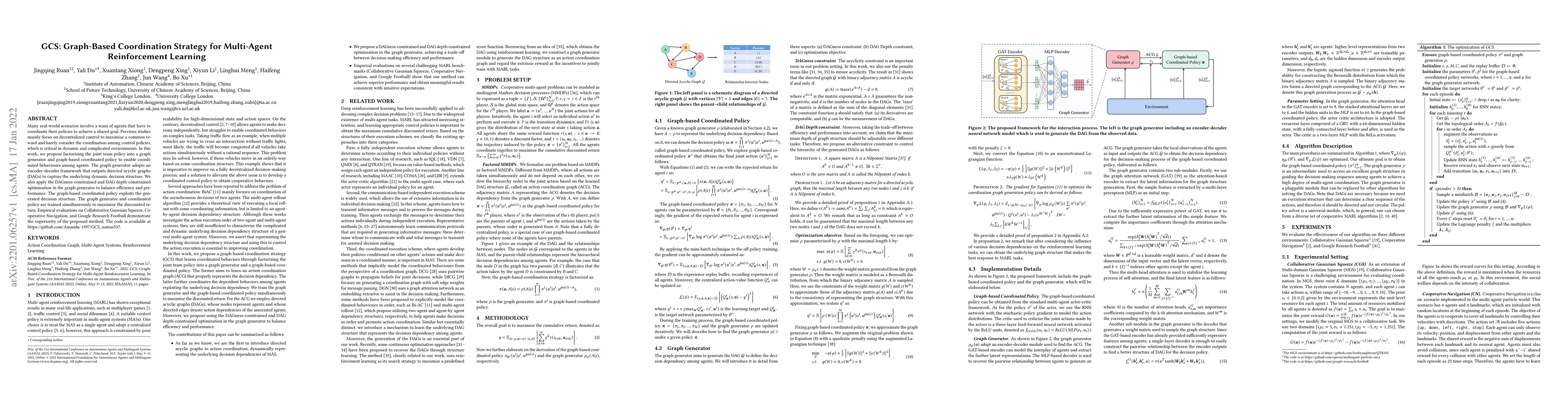 Thumbnail for GCS: Graph-based Coordination Strategy for Multi-Agent Reinforcement
  Learning