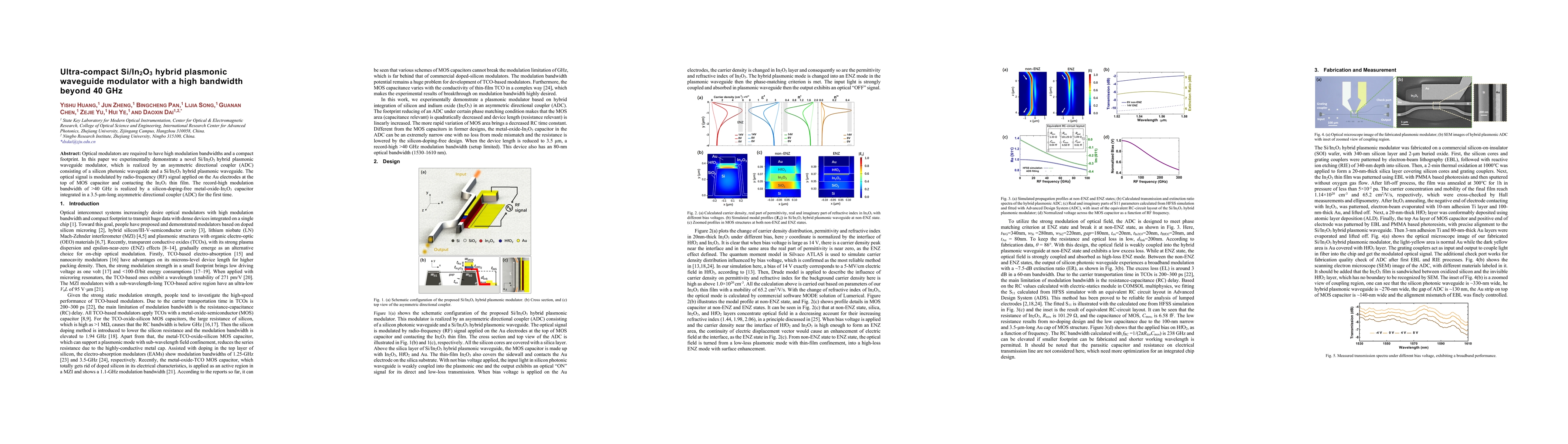 Thumbnail for Ultra-compact Si/In$_2$O$_3$ hybrid plasmonic waveguide modulator with a
  high bandwidth beyond 40 GHz