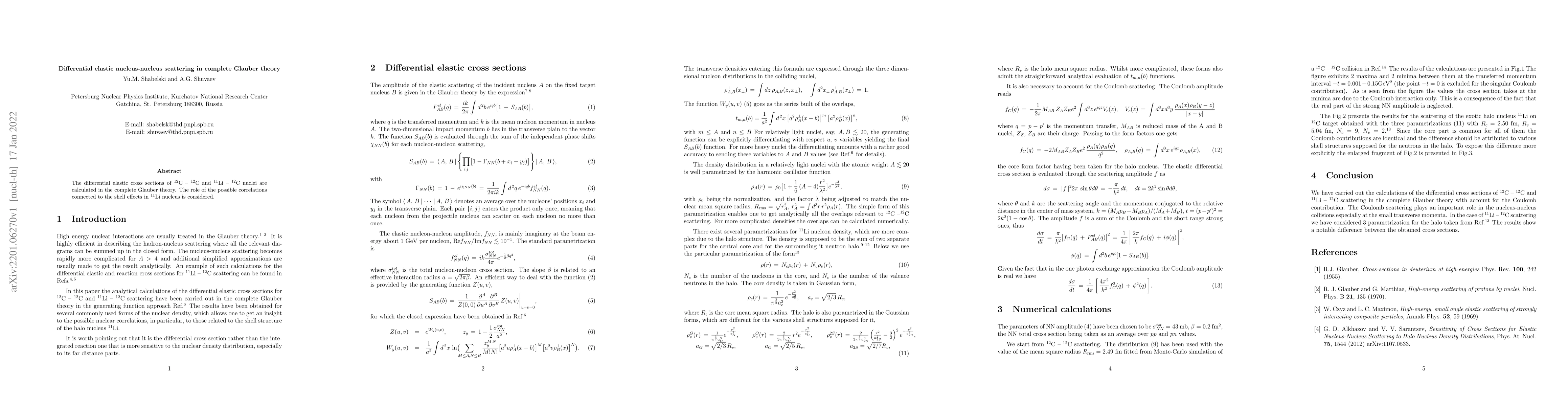Thumbnail for Differential elastic nucleus-nucleus scattering in complete Glauber
  theory