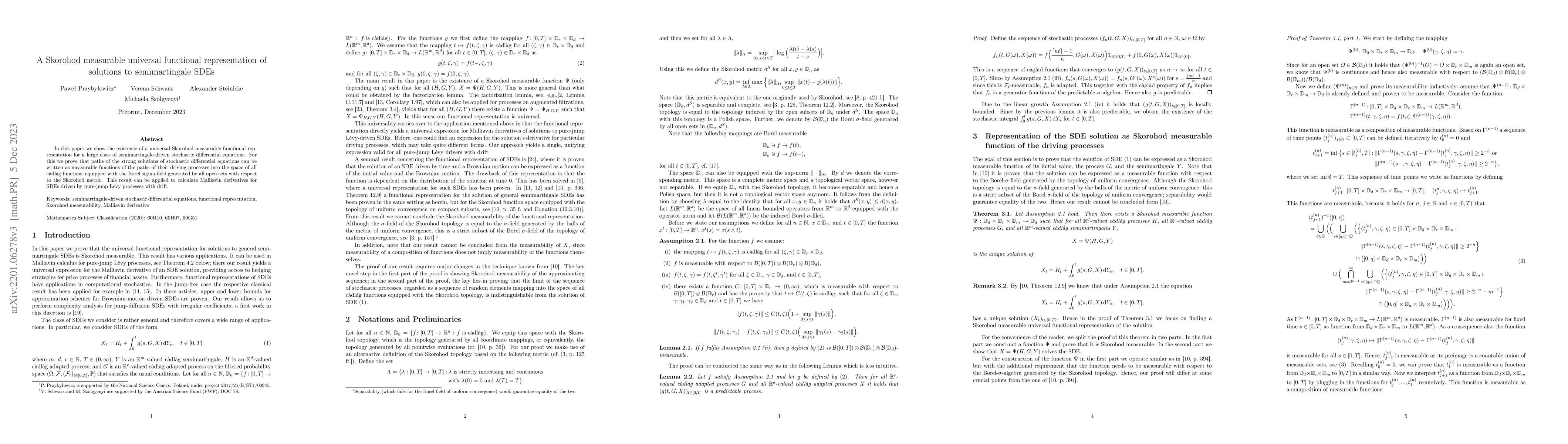 Thumbnail for A Skorohod measurable universal functional representation of solutions
  to semimartingale SDEs