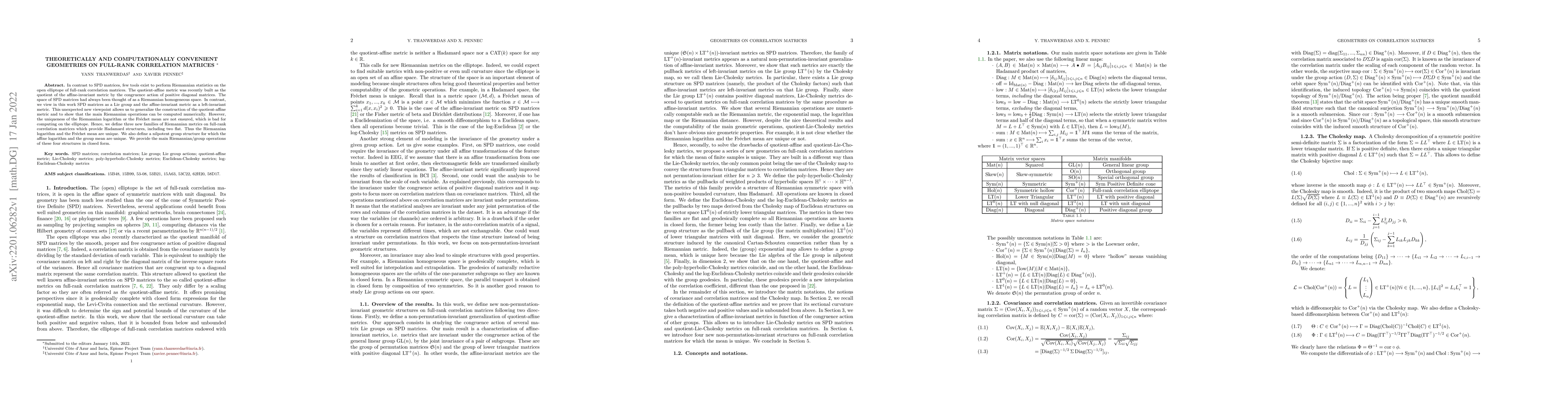Thumbnail for Theoretically and computationally convenient geometries on full-rank
  correlation matrices