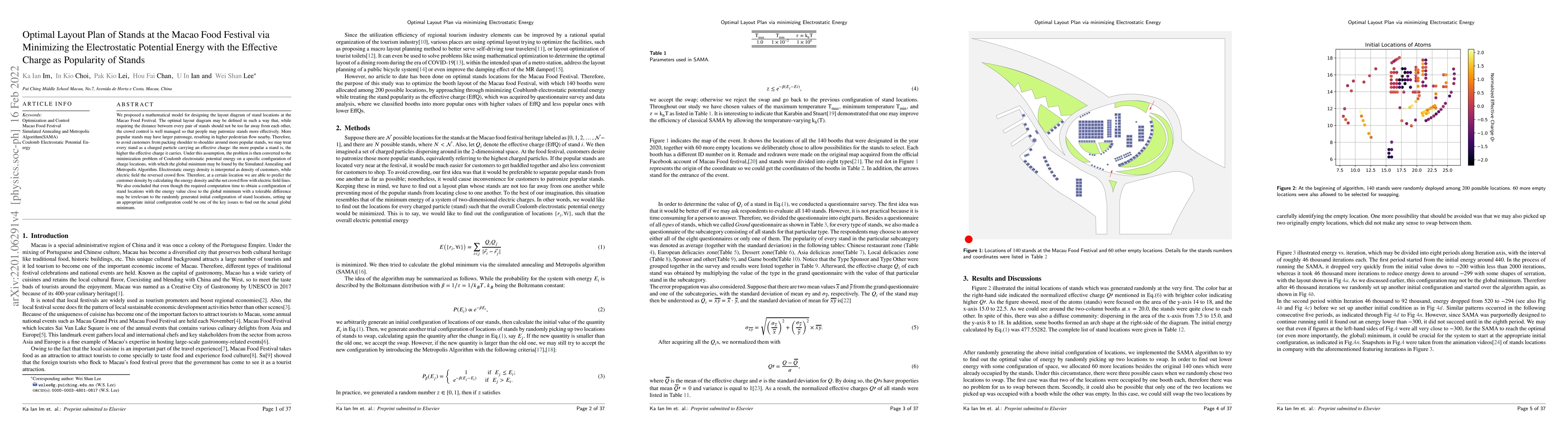 Thumbnail for Optimal Layout Plan of Stands at the Macao Food Festival via Minimizing
  the Electrostatic Potential Energy with the Effective Charge as Popularity of
  Stands