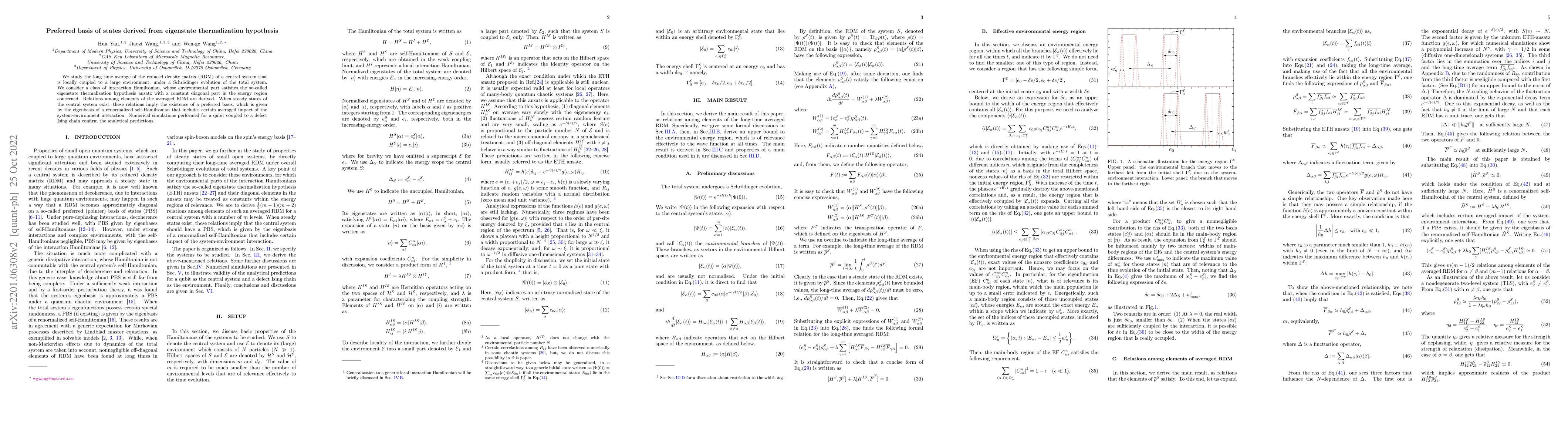 Thumbnail for Preferred basis derived from eigenstate thermalization hypothesis
