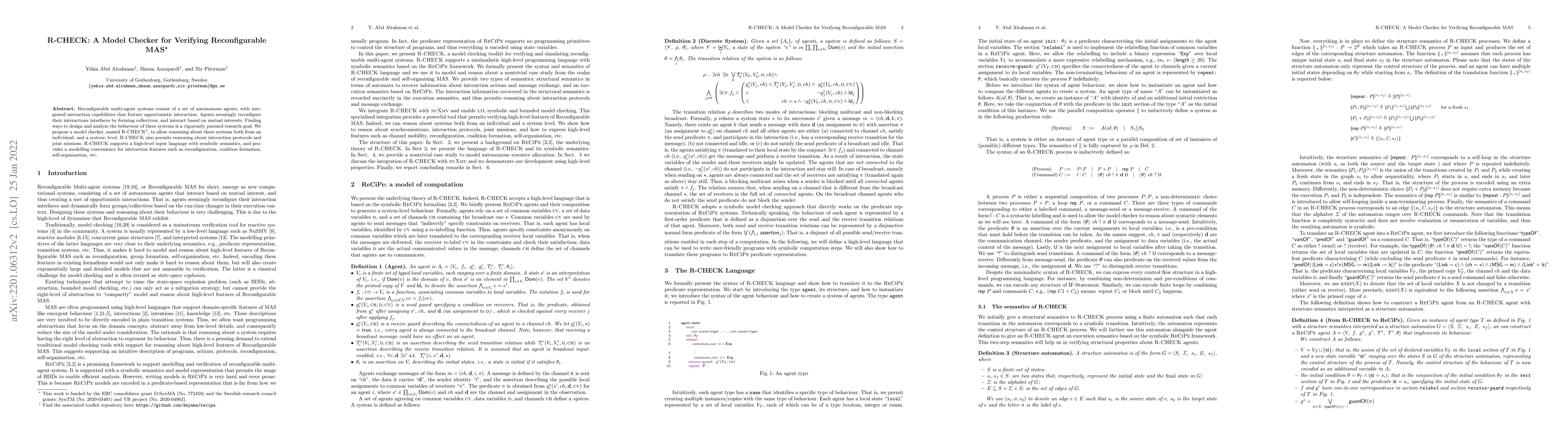 Thumbnail for R-CHECK: A Model Checker for Verifying Reconfigurable MAS
