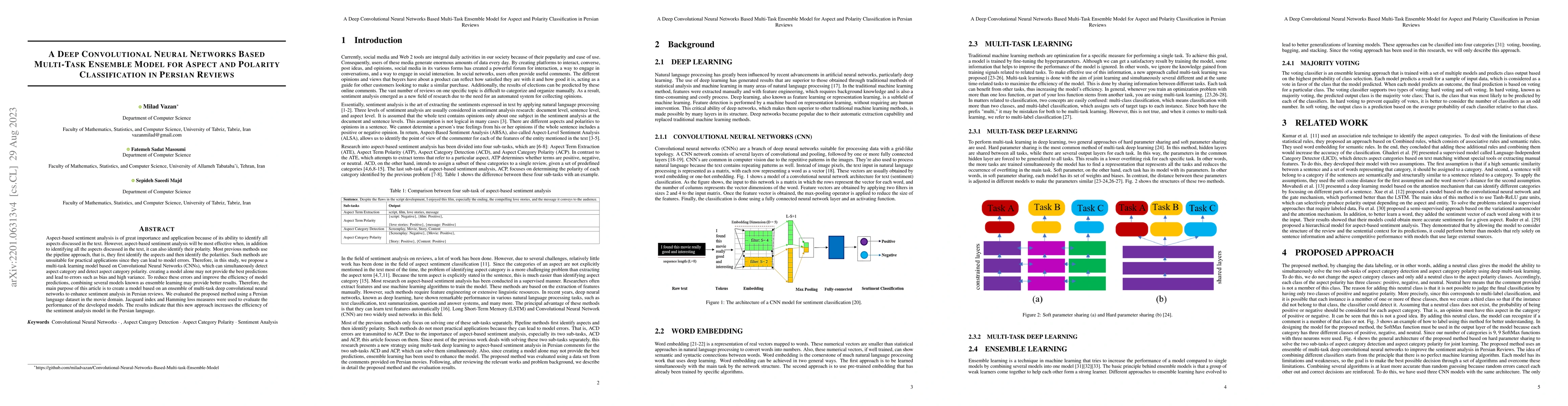Thumbnail for A Deep Convolutional Neural Networks Based Multi-Task Ensemble Model for
  Aspect and Polarity Classification in Persian Reviews