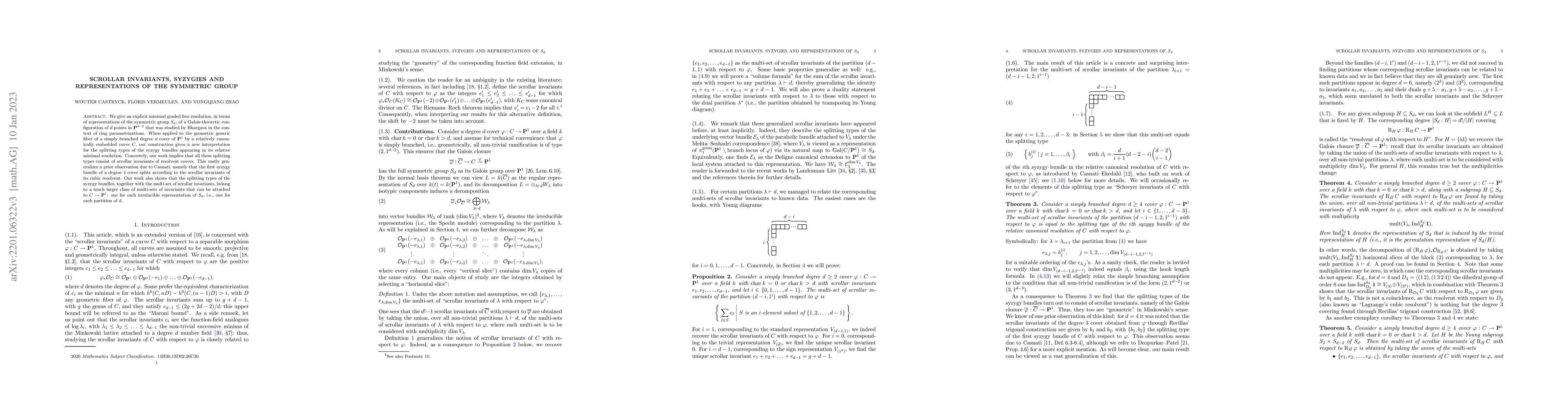 Thumbnail for Scrollar invariants, syzygies and representations of the symmetric group