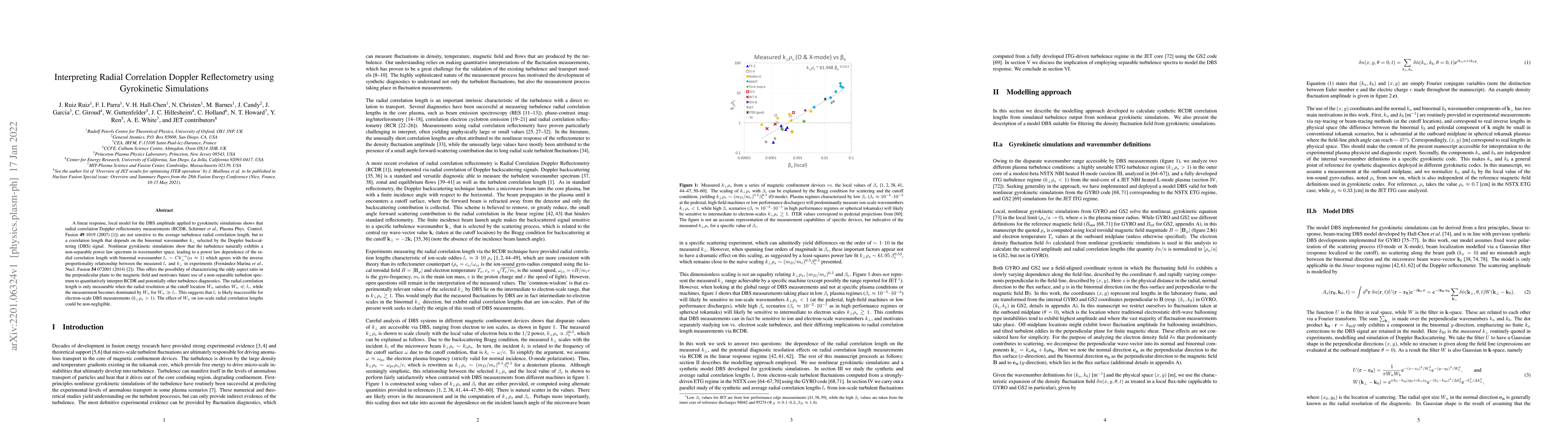 Thumbnail for Interpreting Radial Correlation Doppler Reflectometry using Gyrokinetic
  Simulations