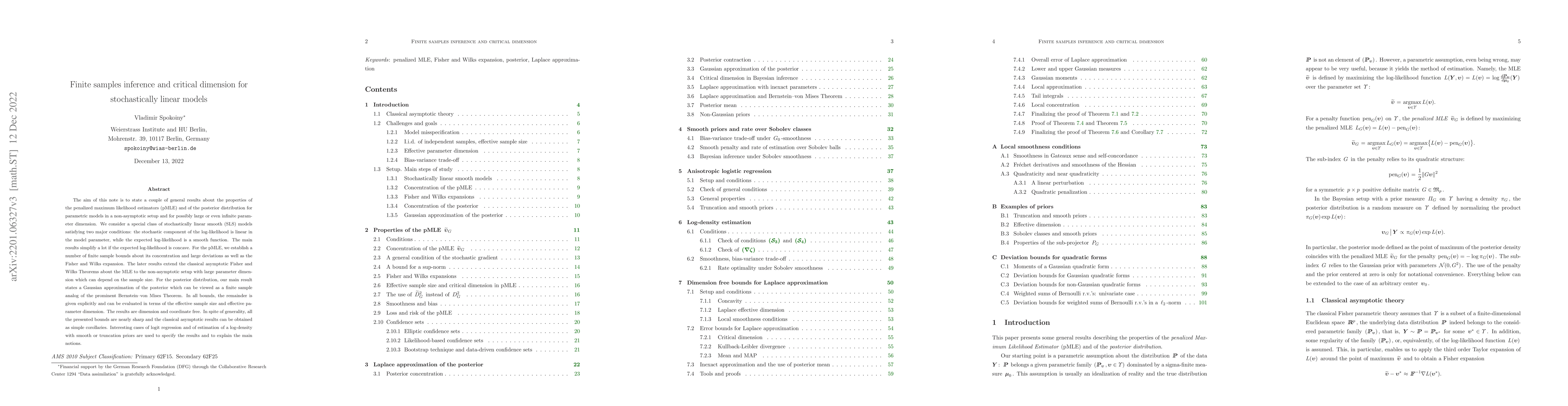 Thumbnail for Finite samples inference and critical dimension for stochastically
  linear models