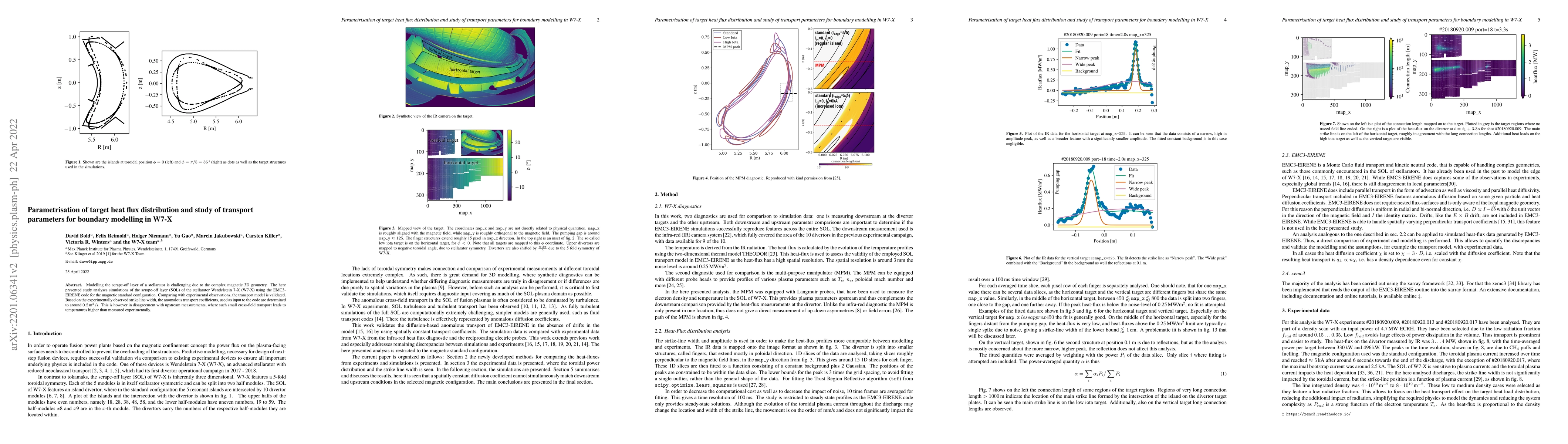 Thumbnail for Parametrisation of target heat flux distribution and study of transport
  parameters for boundary modelling in W7-X