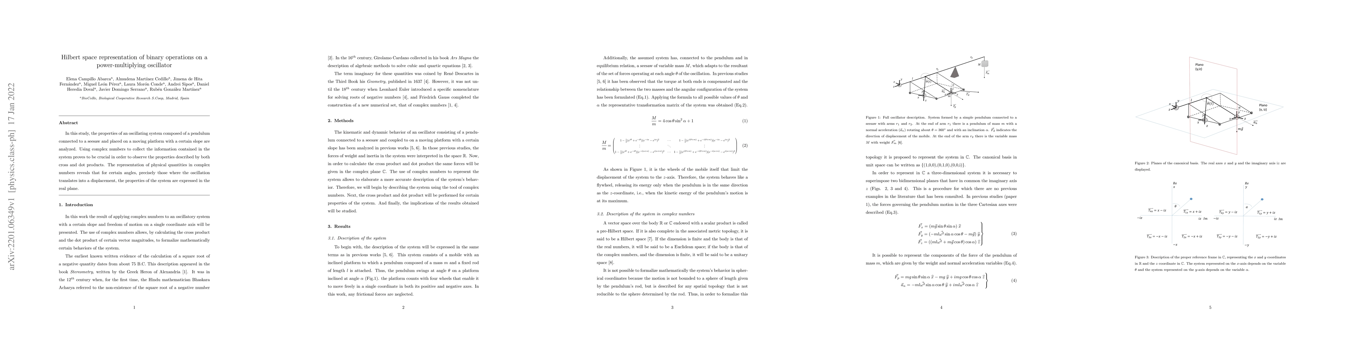 Thumbnail for Hilbert space representation of binary operations on a power-multiplying
  oscillator
