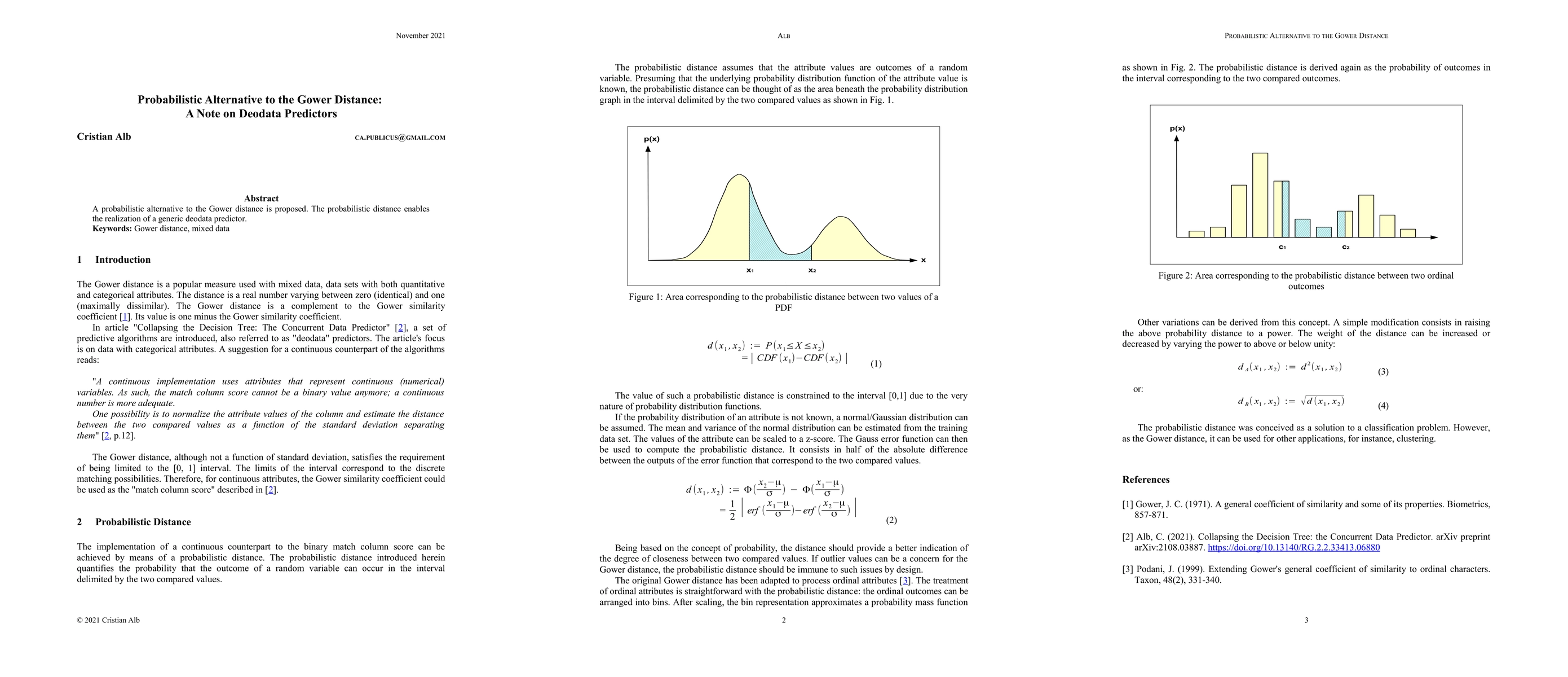Thumbnail for Probabilistic Alternatives to the Gower Distance: A Note on Deodata
  Predictors