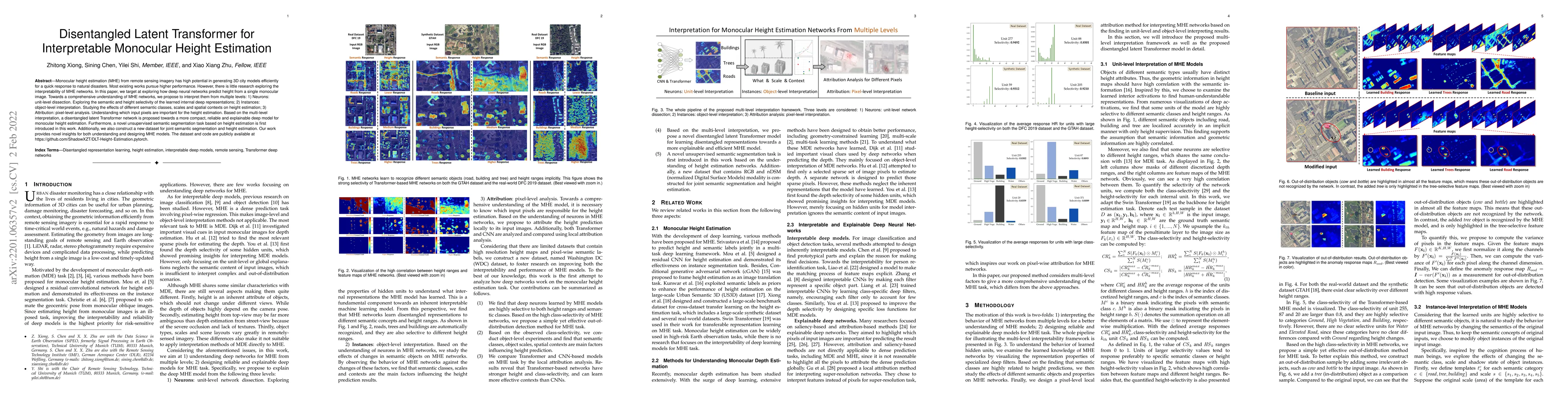 Thumbnail for Disentangled Latent Transformer for Interpretable Monocular Height
  Estimation