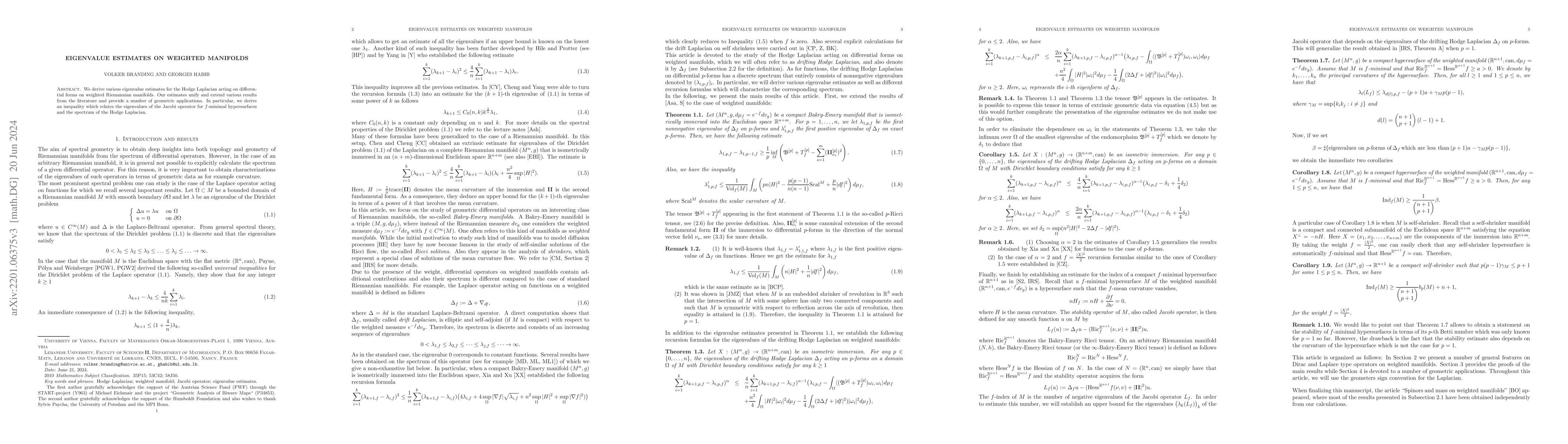 Thumbnail for Eigenvalue estimates on weighted manifolds