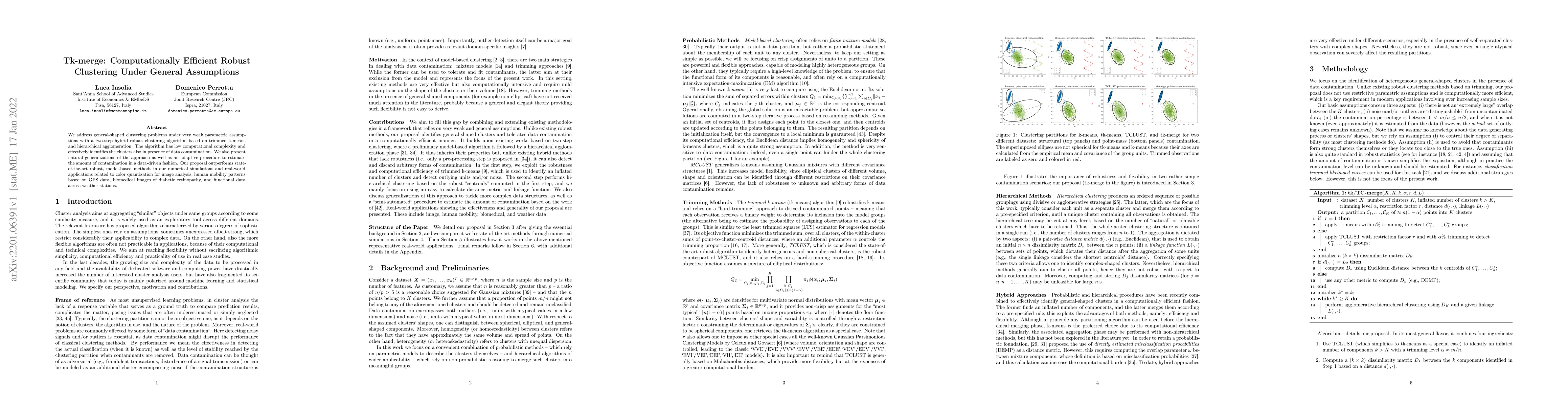 Thumbnail for Tk-merge: Computationally Efficient Robust Clustering Under General
  Assumptions