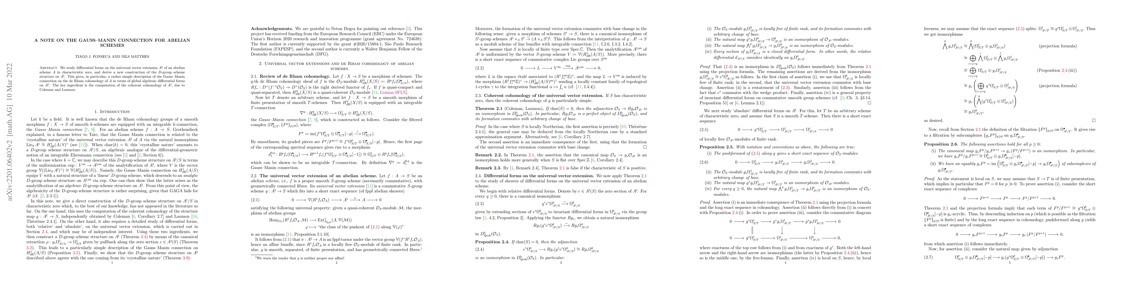 Thumbnail for A note on the Gauss-Manin connection for abelian schemes