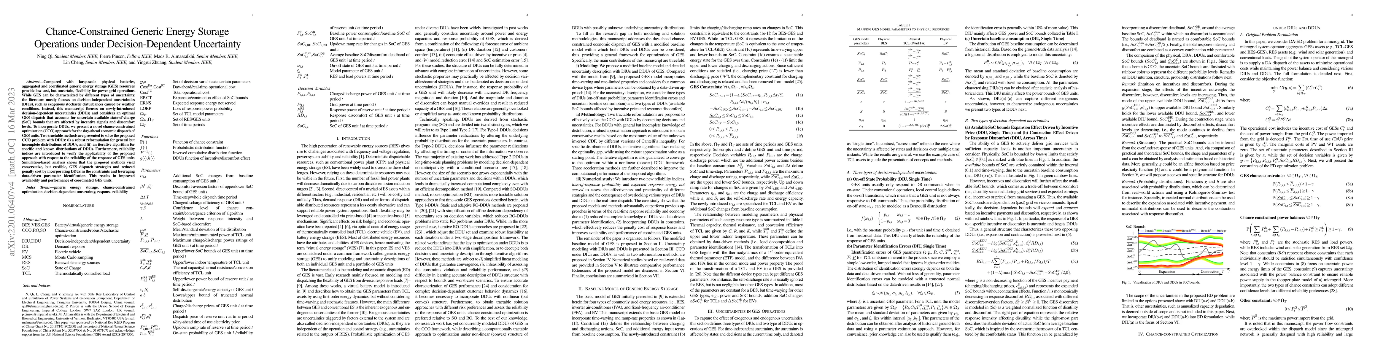Thumbnail for Chance-Constrained Generic Energy Storage Operations under
  Decision-Dependent Uncertainty