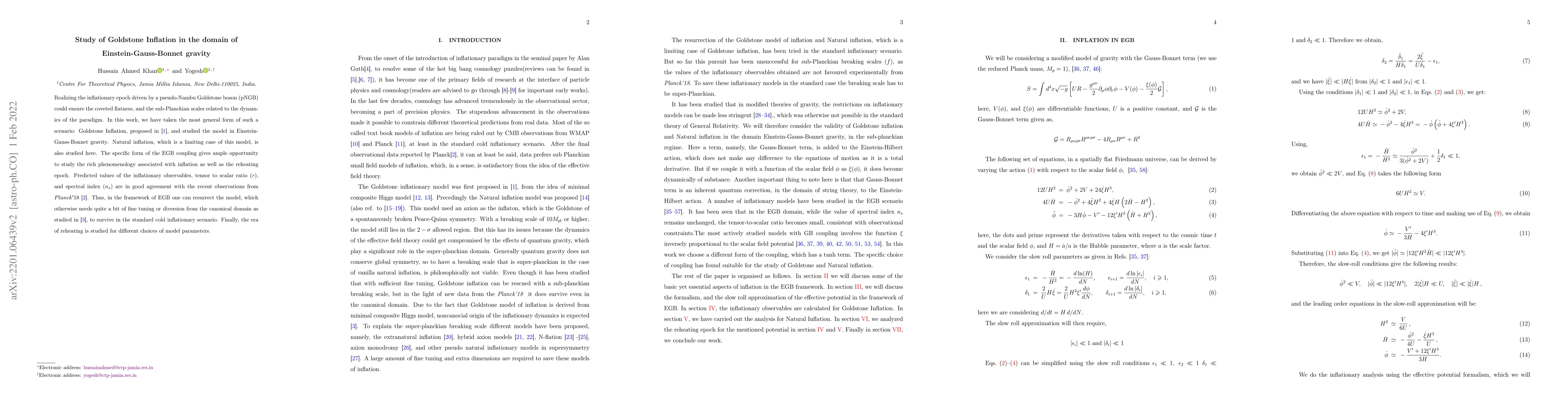 Thumbnail for Study of Goldstone Inflation in the domain of Einstein-Gauss-Bonnet
  gravity