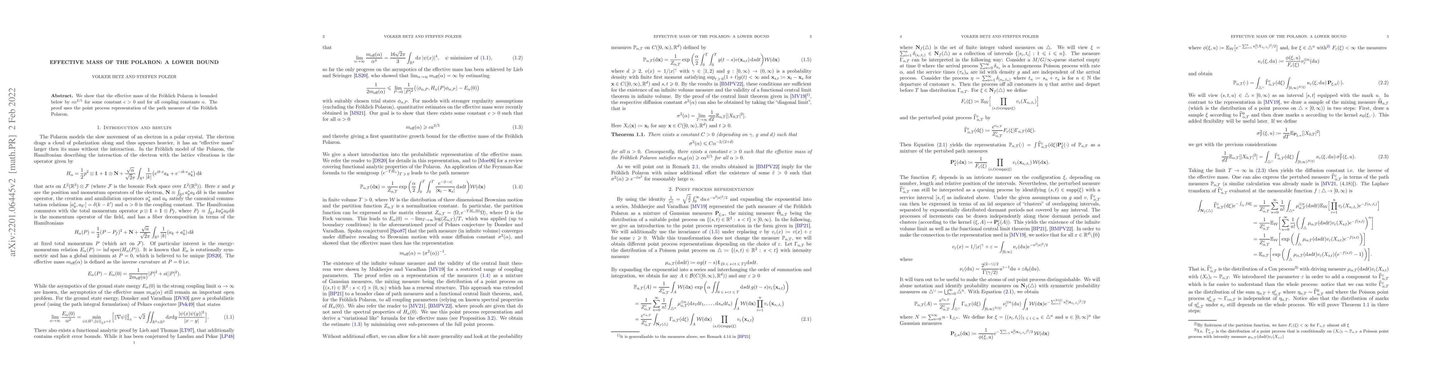 Thumbnail for Effective mass of the Polaron: a lower bound