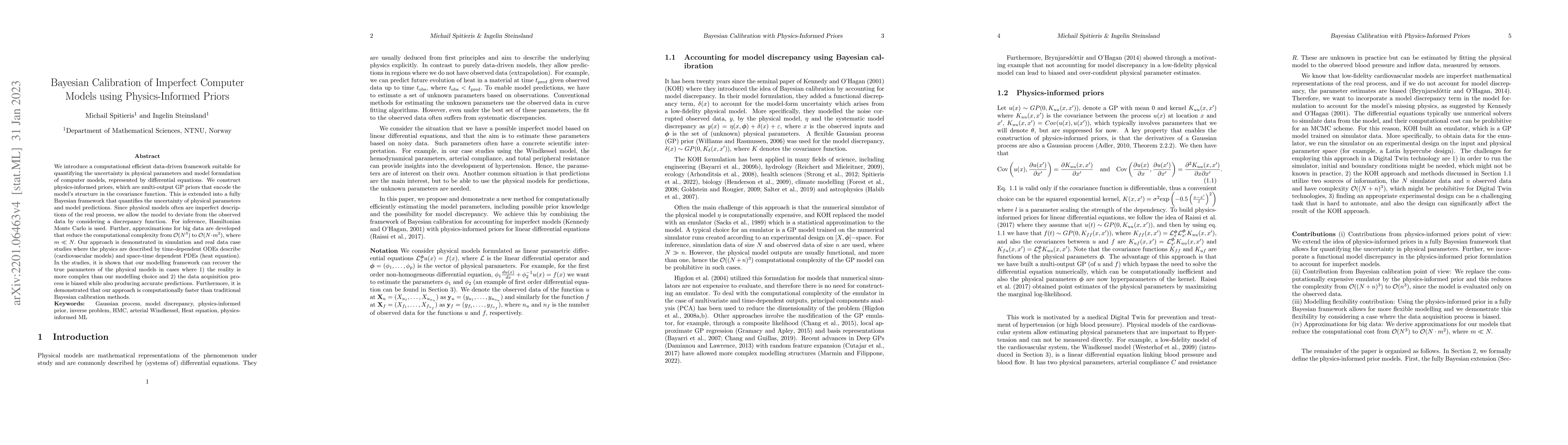 Thumbnail for Bayesian Calibration of Imperfect Computer Models using Physics-Informed
  Priors